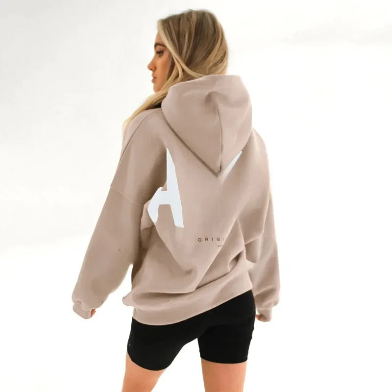 Women’s Oversized Fleece Hoodie – Autumn/Winter Fashion Print Sweatshirt