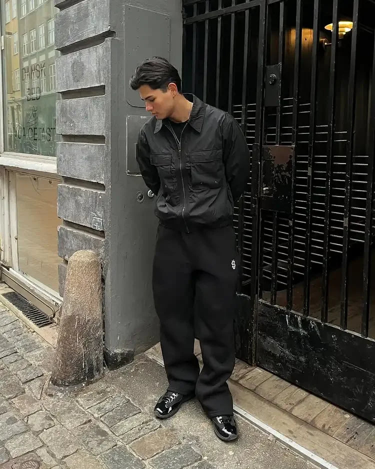 Men’s Navy Blue Y2K Joggers – Coin Embroidery | Retro Berlin Streetwear Sweatpants