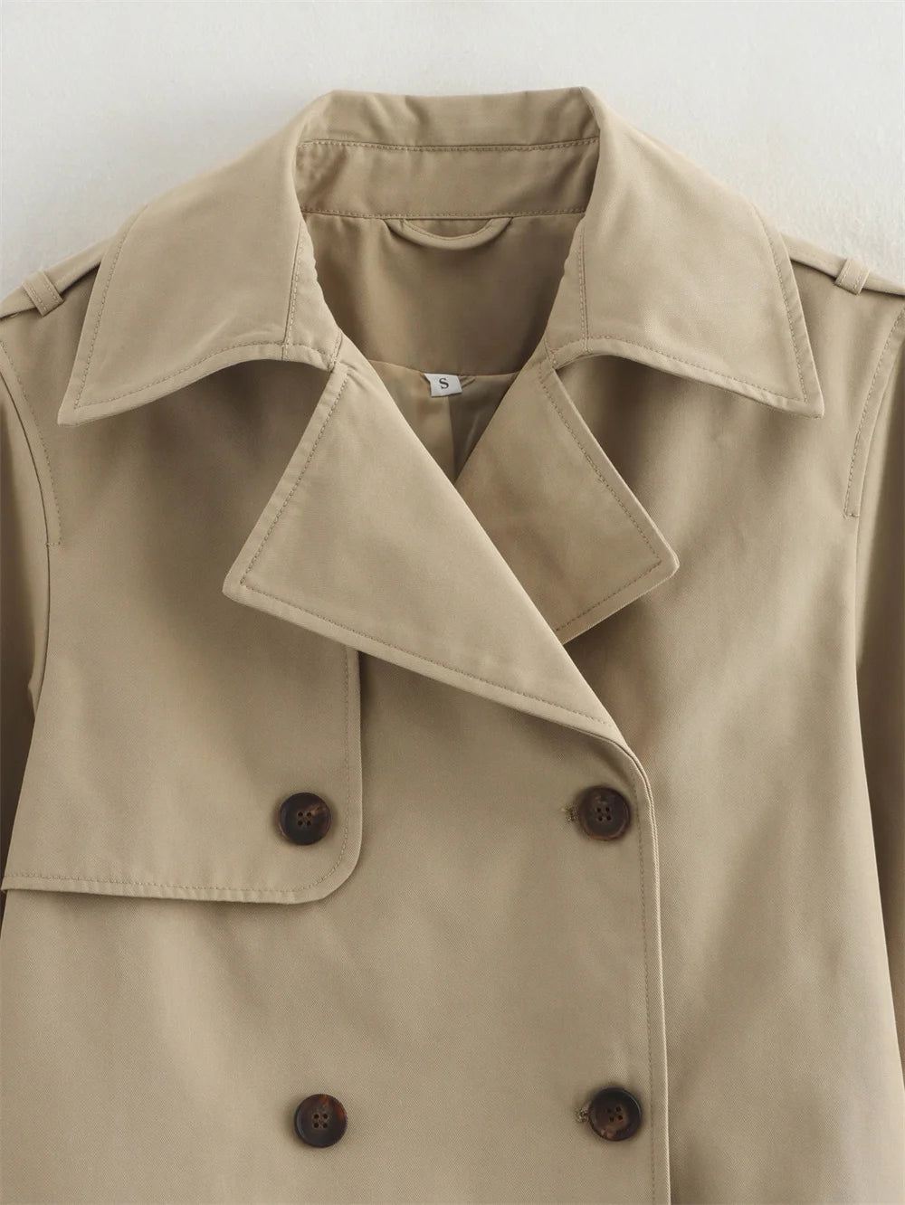 Vintage Cropped Trench Jacket – Women’s Double Breasted Streetwear Coat