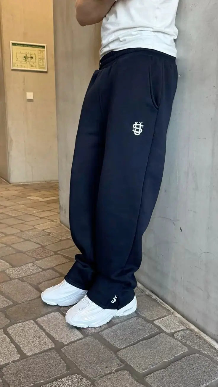 Men’s Navy Blue Y2K Joggers – Coin Embroidery | Retro Berlin Streetwear Sweatpants