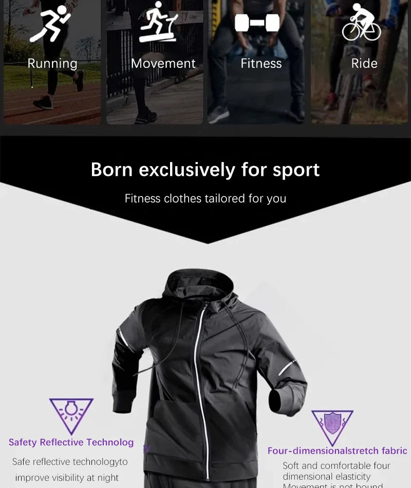All-Season Men’s Sportswear Set – 5-Piece Tracksuit for Running, Cycling, Fitness, Hiking, Gym, Jogging & Boxing