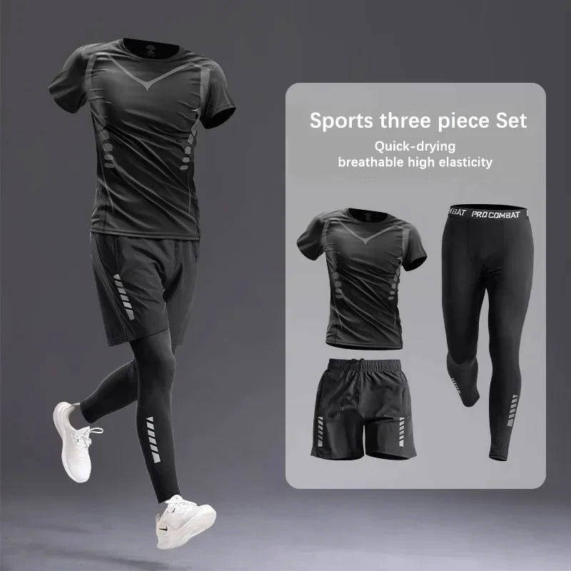 All-Season Men’s Sportswear Set – 5-Piece Tracksuit for Running, Cycling, Fitness, Hiking, Gym, Jogging & Boxing