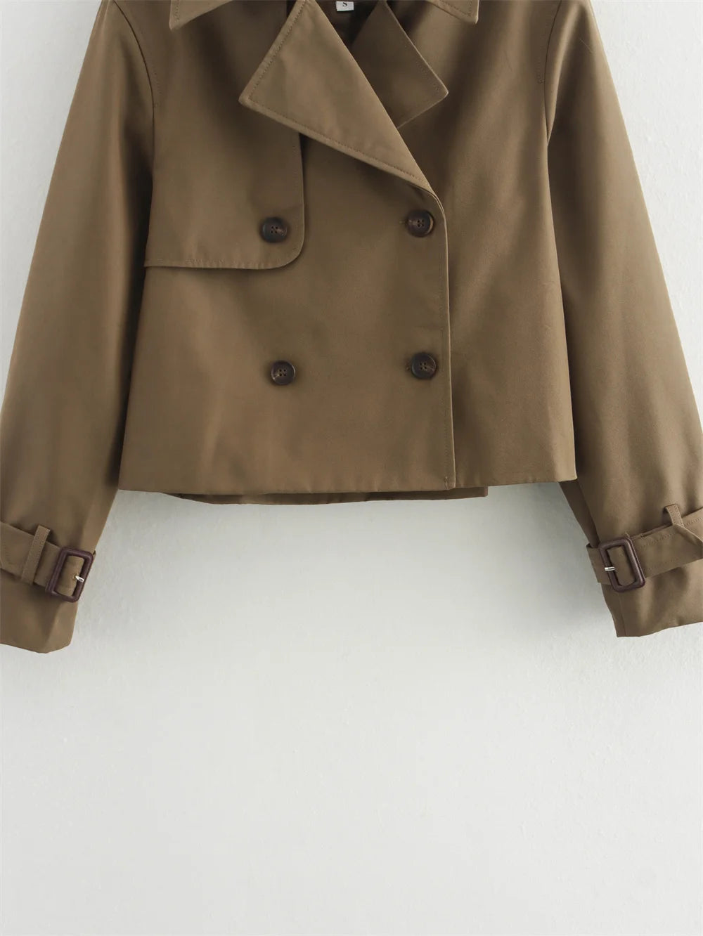 Vintage Cropped Trench Jacket – Women’s Double Breasted Streetwear Coat