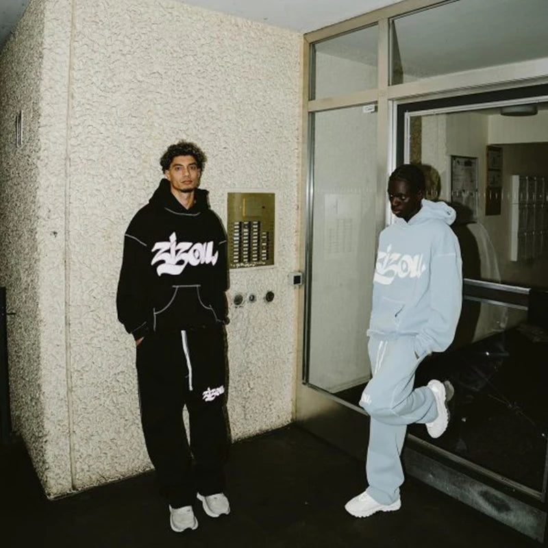 High Street Oversized Hoodie – Colorful Letter Print Retro Harajuku Casual Pullover for Men
