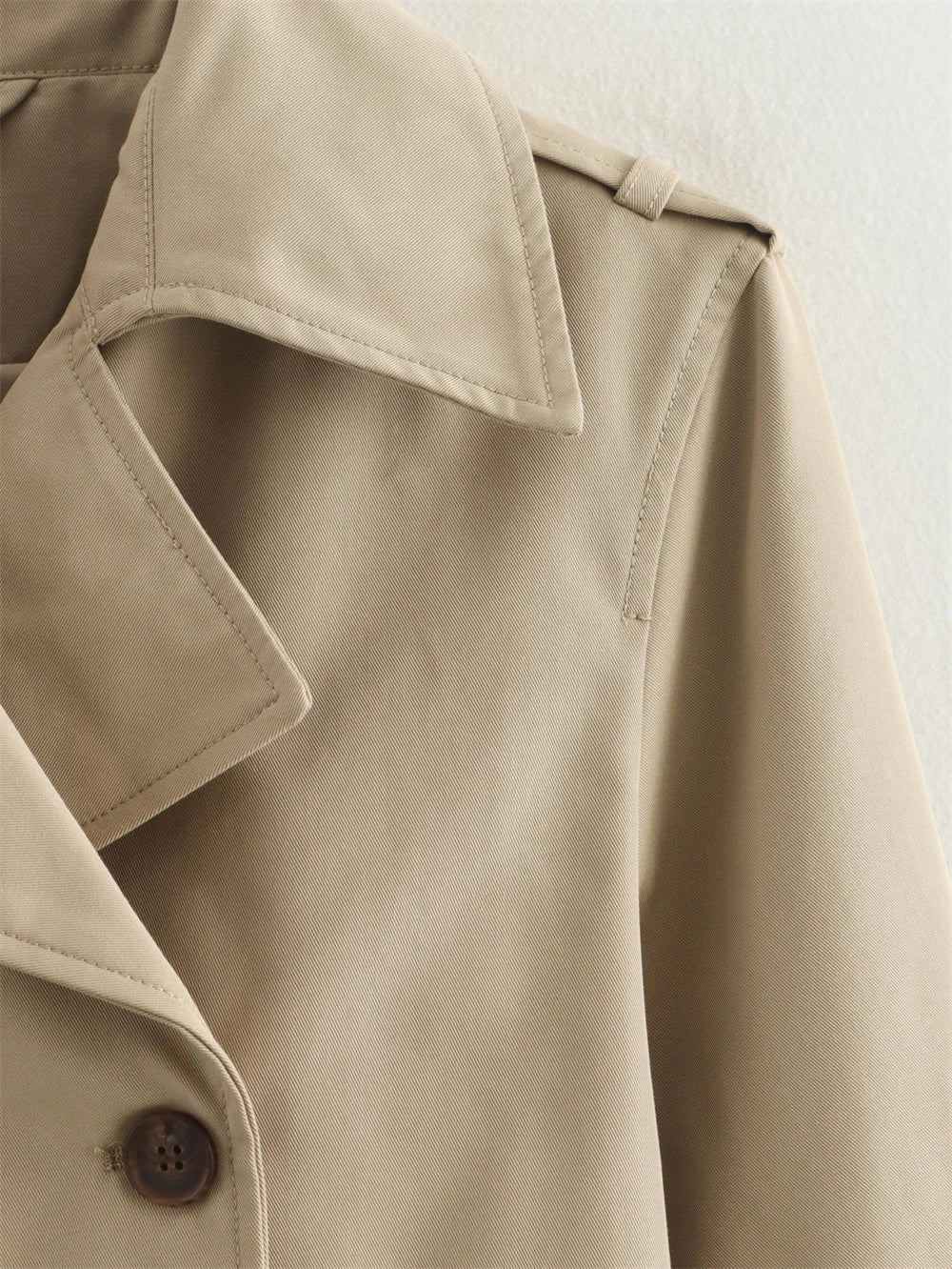 Vintage Cropped Trench Jacket – Women’s Double Breasted Streetwear Coat