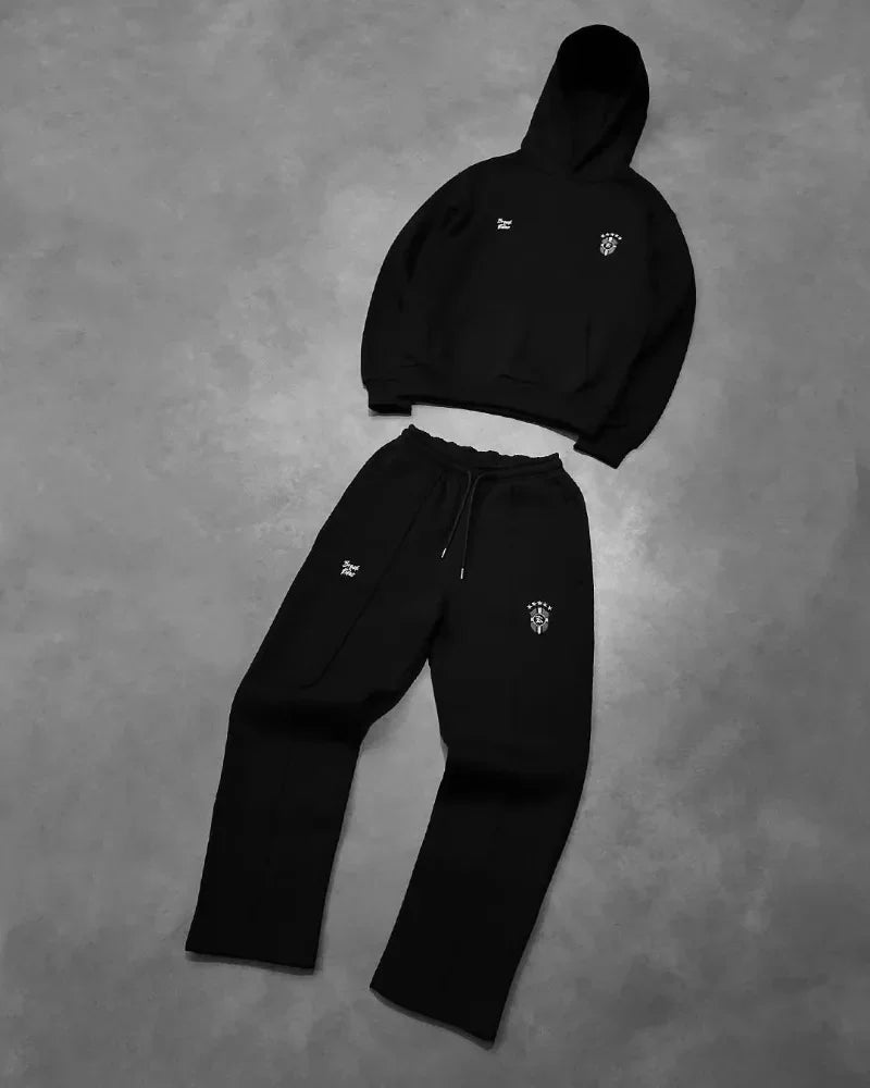 Y2K Punk Streetwear Men’s Oversized Tracksuit – Retro Gothic Hip Hop Embroidered Set