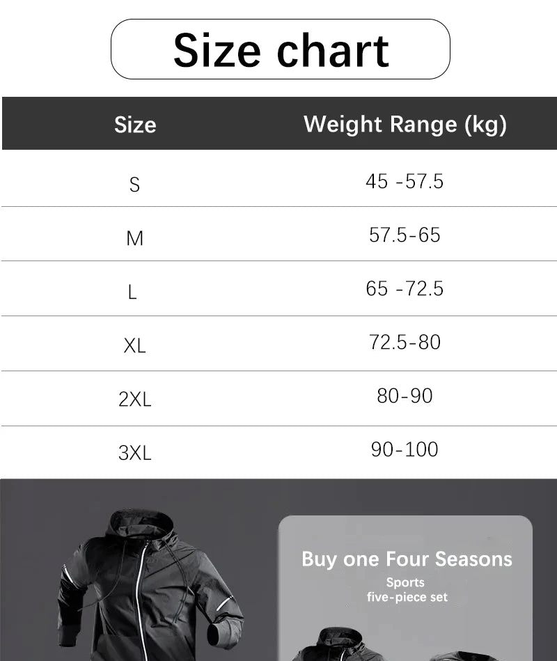 All-Season Men’s Sportswear Set – 5-Piece Tracksuit for Running, Cycling, Fitness, Hiking, Gym, Jogging & Boxing