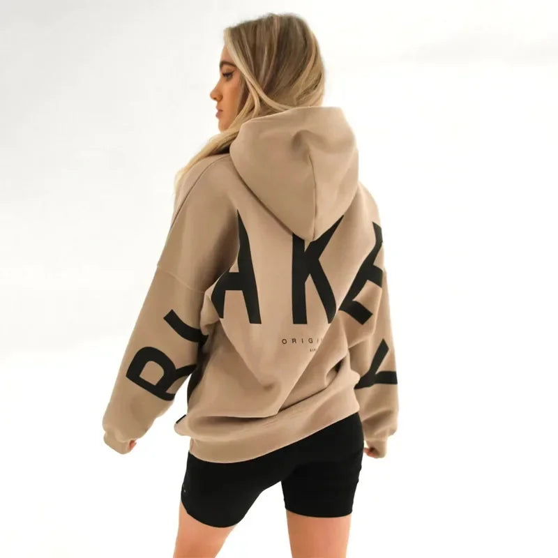 Women’s Oversized Fleece Hoodie – Autumn/Winter Fashion Print Sweatshirt