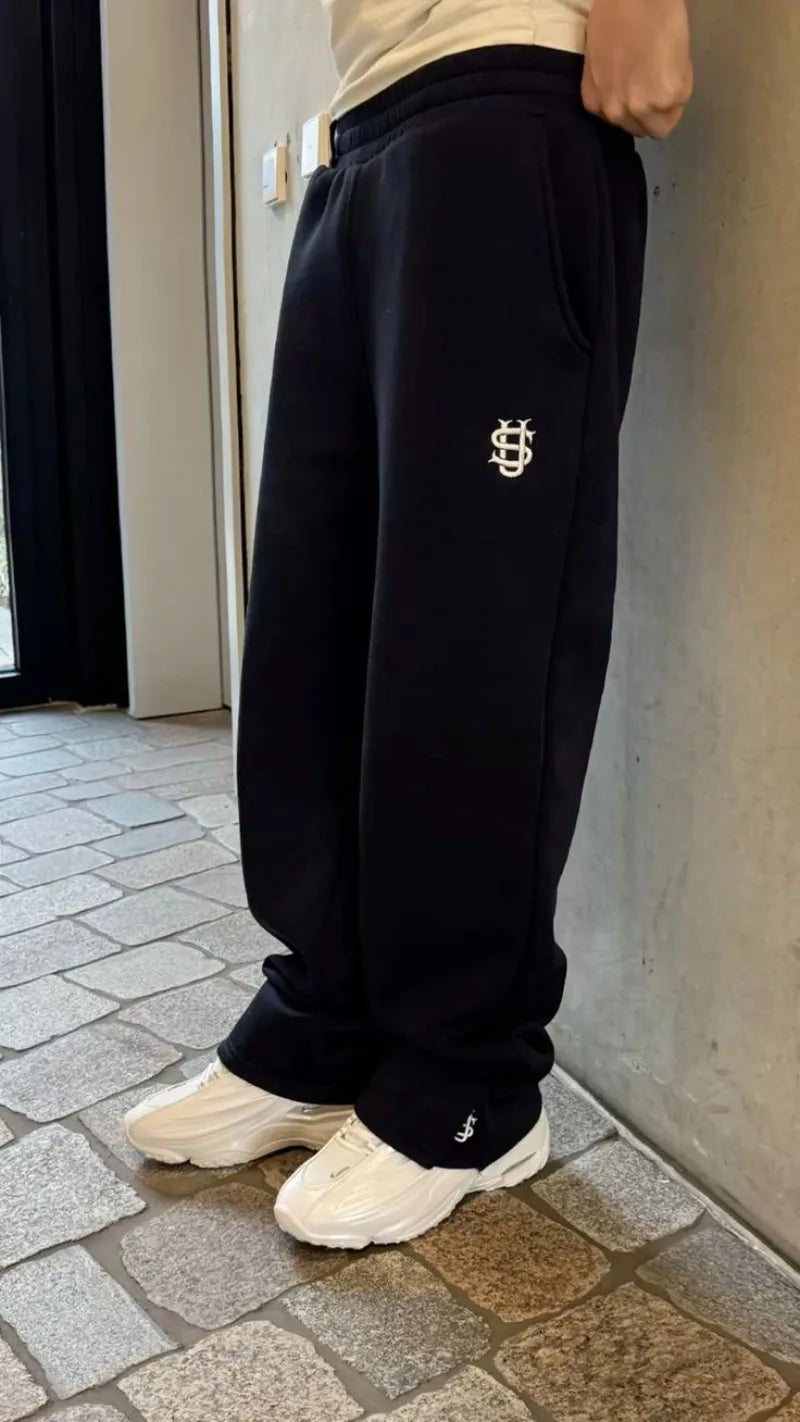 Men’s Navy Blue Y2K Joggers – Coin Embroidery | Retro Berlin Streetwear Sweatpants