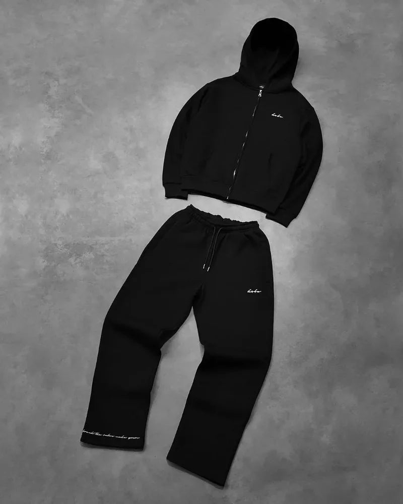 Y2K Punk Streetwear Men’s Oversized Tracksuit – Retro Gothic Hip Hop Embroidered Set