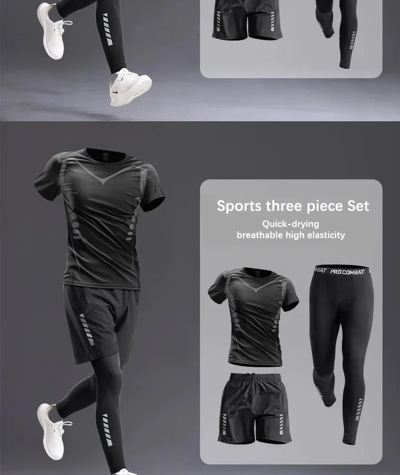 All-Season Men’s Sportswear Set – 5-Piece Tracksuit for Running, Cycling, Fitness, Hiking, Gym, Jogging & Boxing
