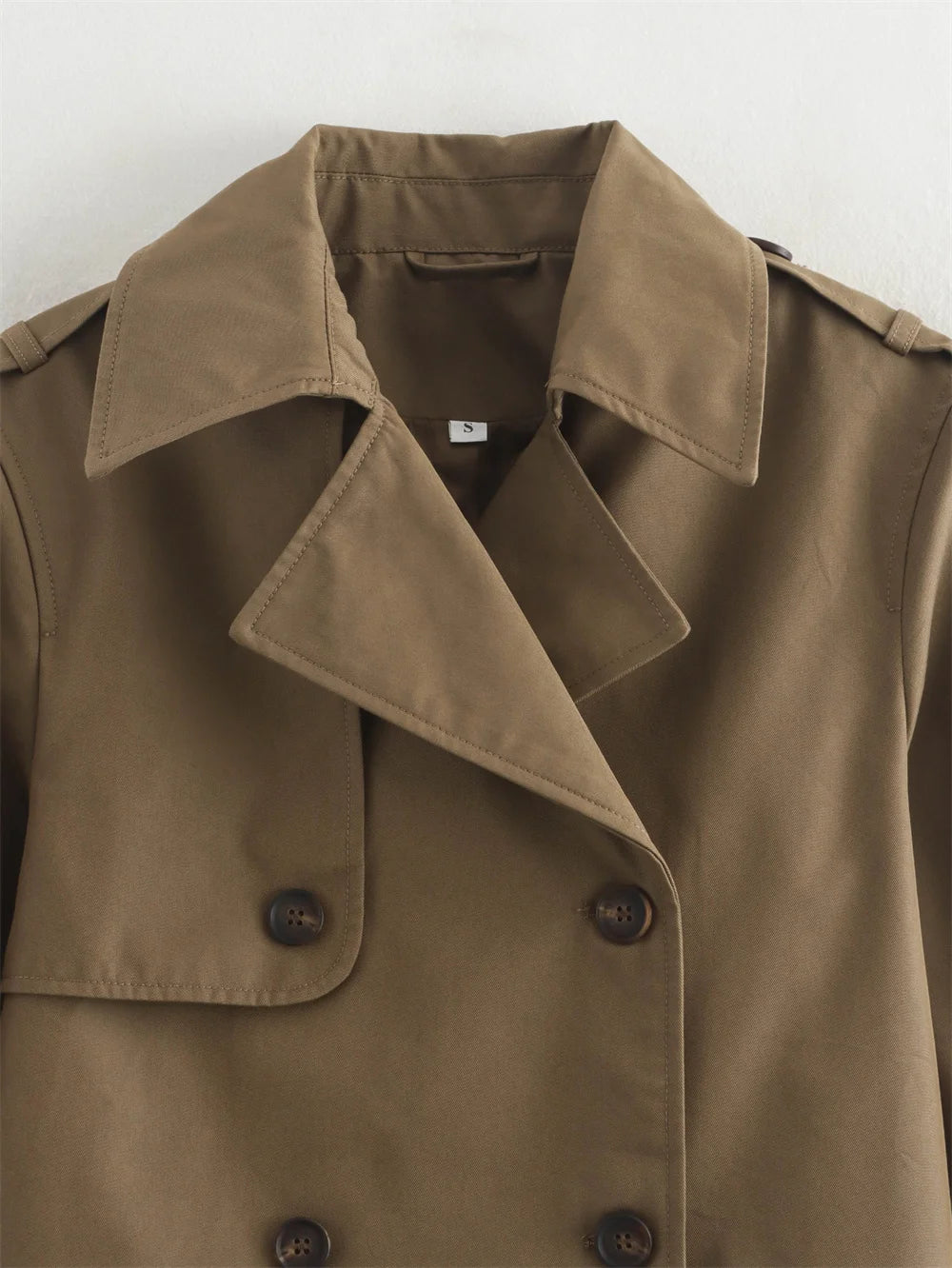 Vintage Cropped Trench Jacket – Women’s Double Breasted Streetwear Coat