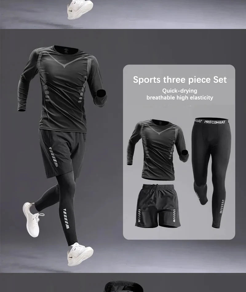 All-Season Men’s Sportswear Set – 5-Piece Tracksuit for Running, Cycling, Fitness, Hiking, Gym, Jogging & Boxing
