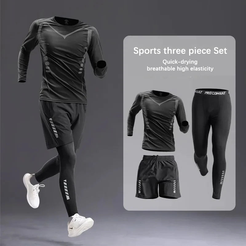 All-Season Men’s Sportswear Set – 5-Piece Tracksuit for Running, Cycling, Fitness, Hiking, Gym, Jogging & Boxing