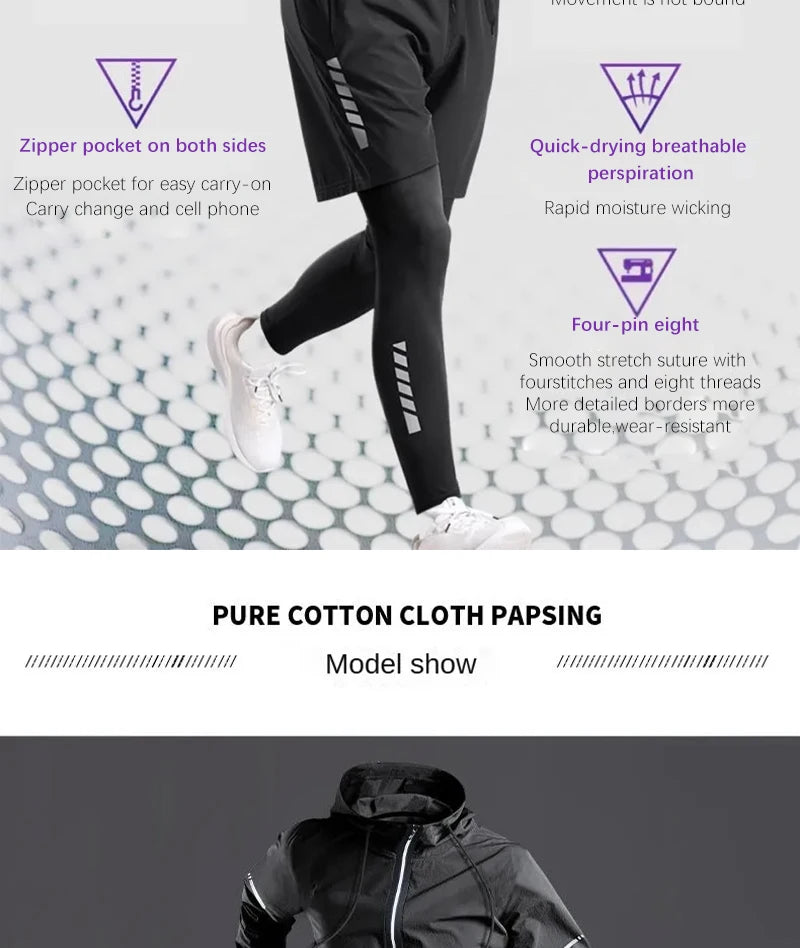 All-Season Men’s Sportswear Set – 5-Piece Tracksuit for Running, Cycling, Fitness, Hiking, Gym, Jogging & Boxing