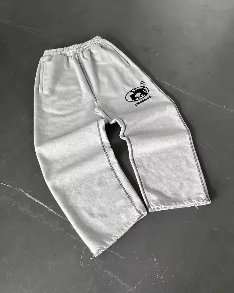 Men’s Navy Blue Y2K Joggers – Coin Embroidery | Retro Berlin Streetwear Sweatpants