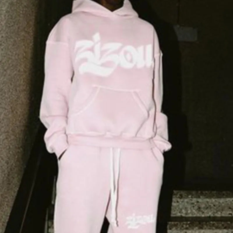 High Street Oversized Hoodie – Colorful Letter Print Retro Harajuku Casual Pullover for Men