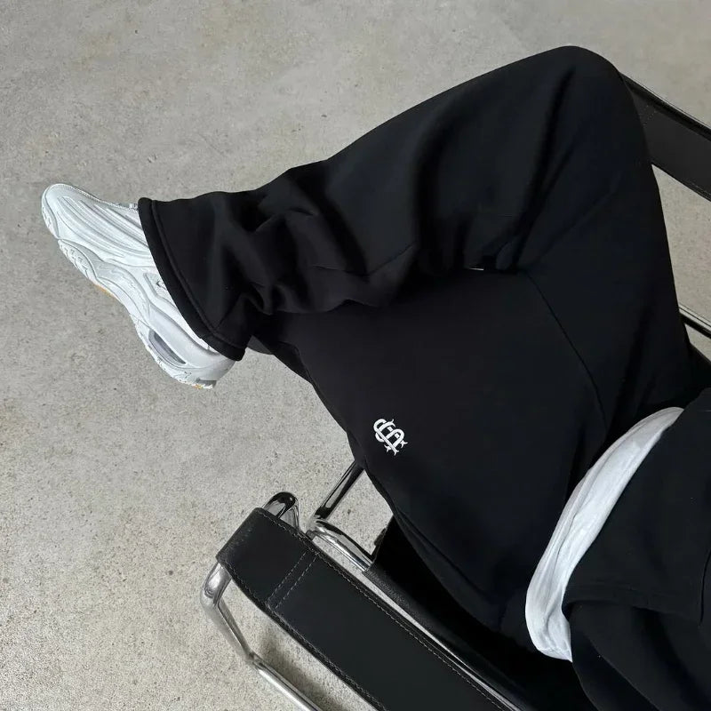 Men’s Navy Blue Y2K Joggers – Coin Embroidery | Retro Berlin Streetwear Sweatpants