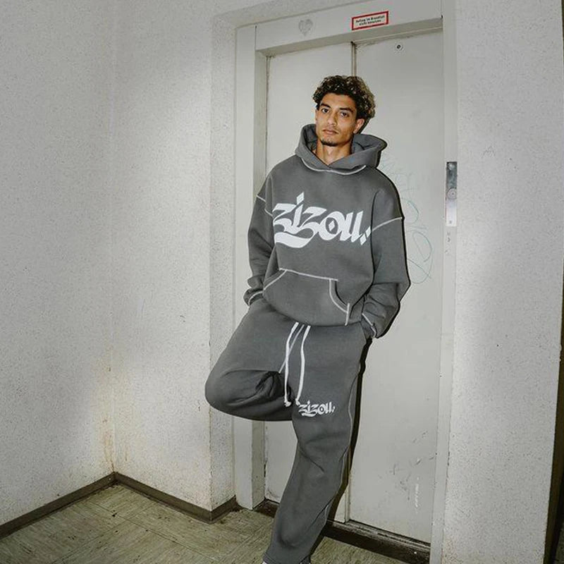 High Street Oversized Hoodie – Colorful Letter Print Retro Harajuku Casual Pullover for Men