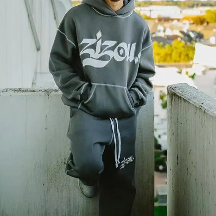 High Street Oversized Hoodie – Colorful Letter Print Retro Harajuku Casual Pullover for Men