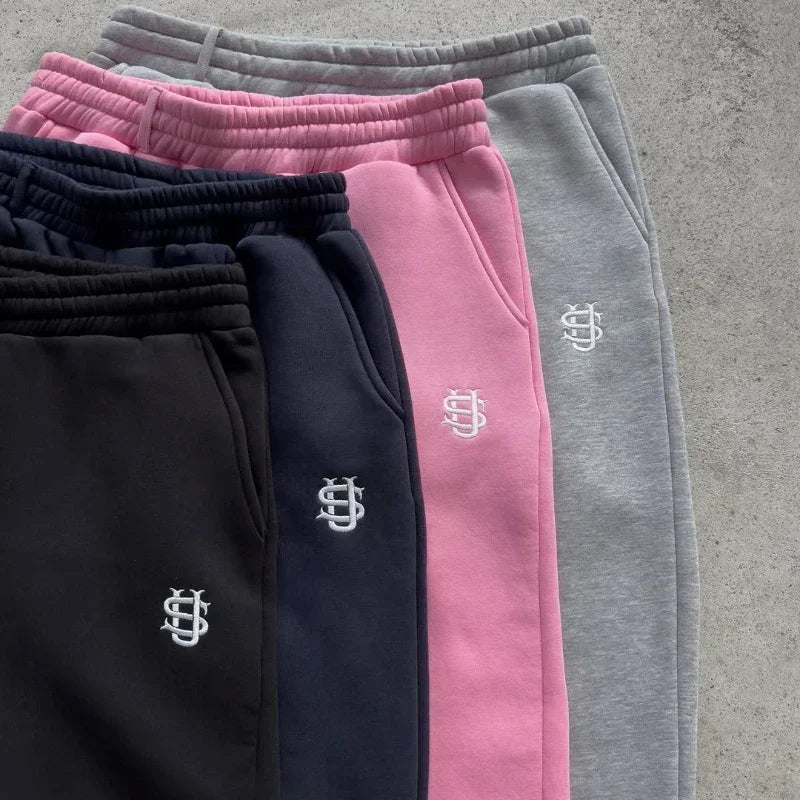 Men’s Navy Blue Y2K Joggers – Coin Embroidery | Retro Berlin Streetwear Sweatpants