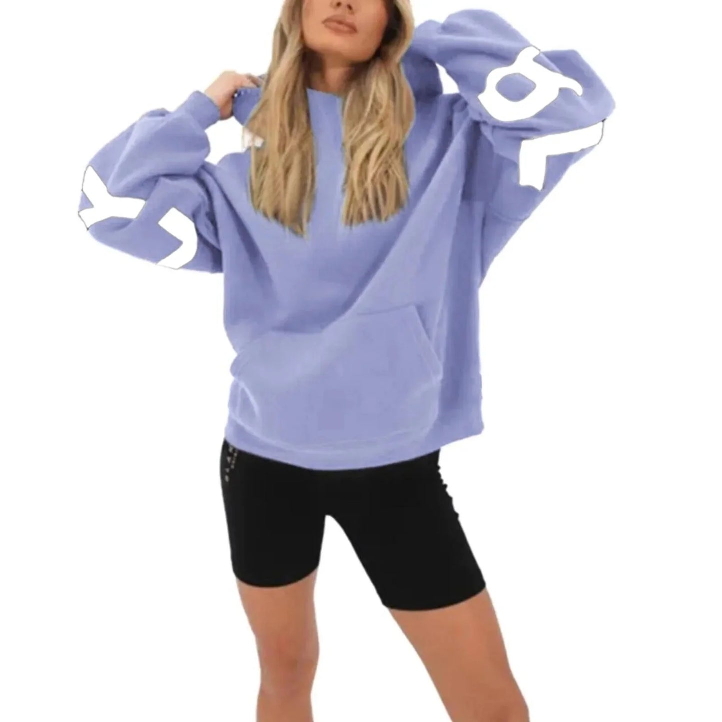 Women’s Oversized Fleece Hoodie – Autumn/Winter Fashion Print Sweatshirt