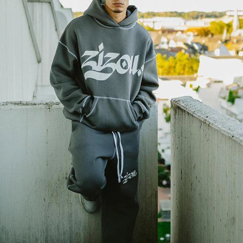 High Street Oversized Hoodie – Colorful Letter Print Retro Harajuku Casual Pullover for Men