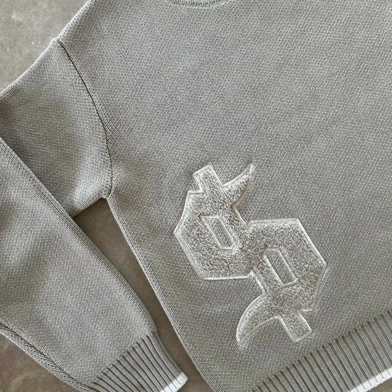 UrbanVault™ Oversized Gothic Knit Sweater – Y2K Streetwear with Dollar Symbol Design, Unisex, Autumn/Winter