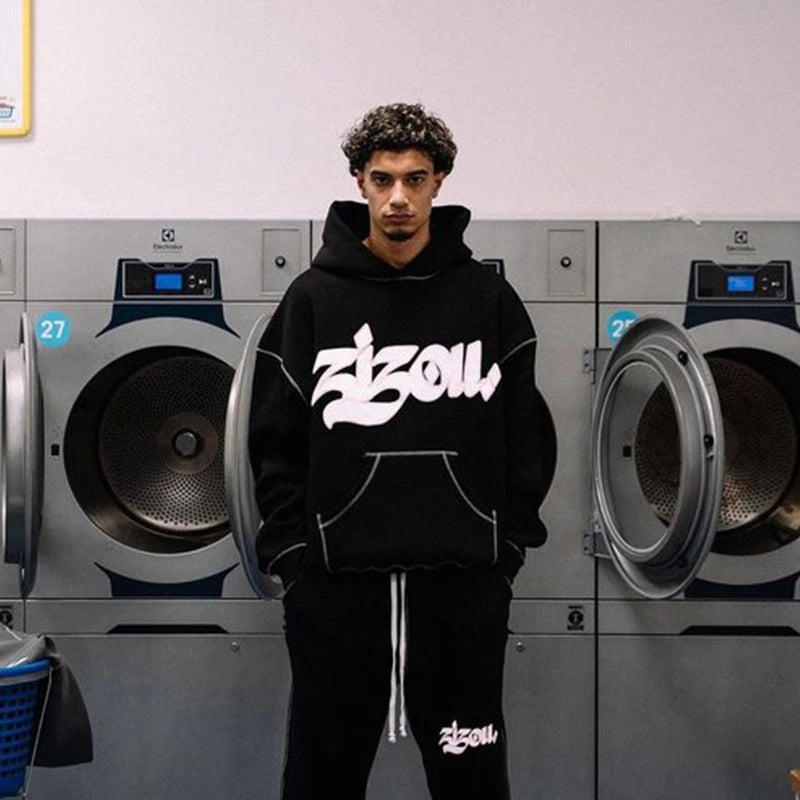 High Street Oversized Hoodie – Colorful Letter Print Retro Harajuku Casual Pullover for Men