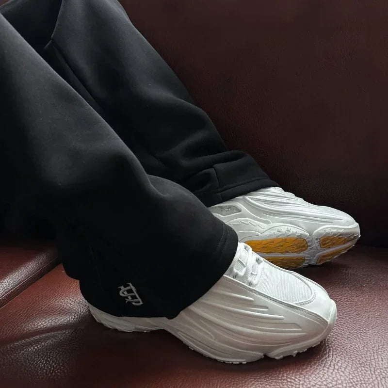 Men’s Navy Blue Y2K Joggers – Coin Embroidery | Retro Berlin Streetwear Sweatpants