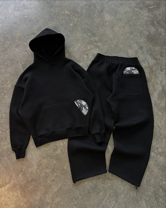 Men’s Hip-Hop Streetwear Tracksuit – Gothic Harajuku Embroidered Pullover & Loose Casual Suit